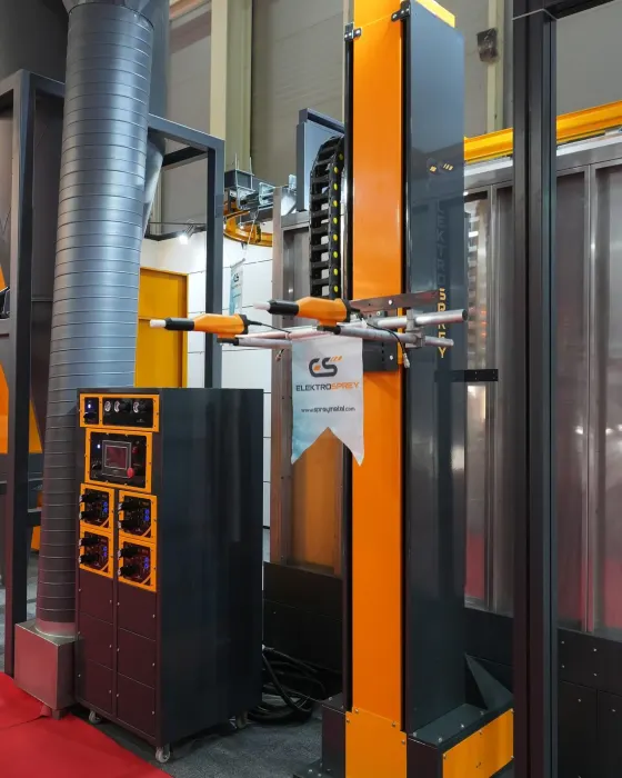 Elektrosprey fuar standı — toz boya fırını ve kabin