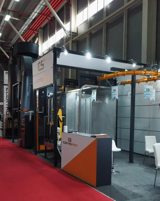 Elektrosprey fuar standı — toz boya fırını ve kabin