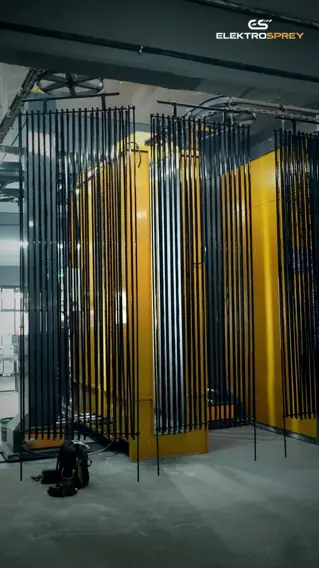 Profile powder coating line: booth, reciprocators, cyclone and oven