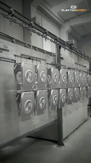Spray pretreatment (washing) tunnel with overhead conveyor