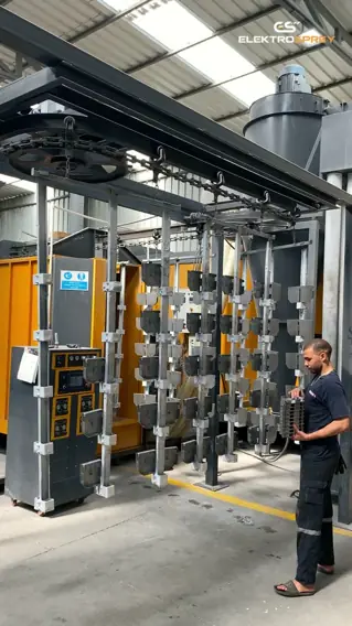 Operators and control panel on a powder coating line