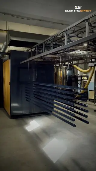Steel profile powder coating line and curing oven